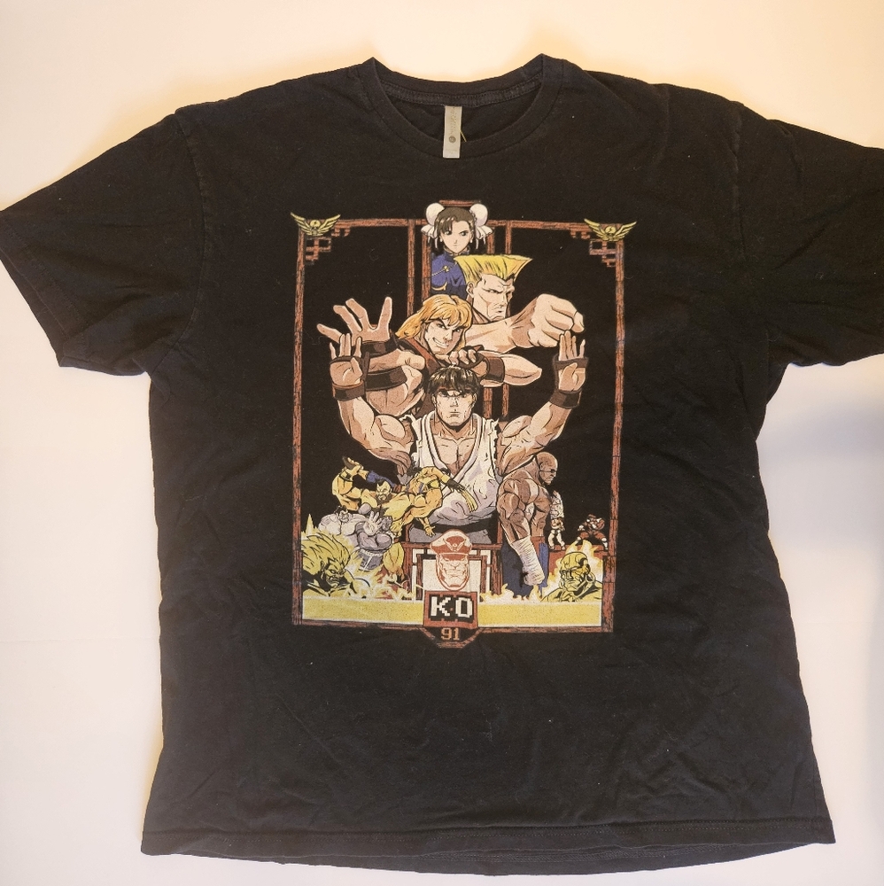 Mens Retro Enter The Street Fighter T-Shirt Sz XL Gamer Arcade Skater Streetwear